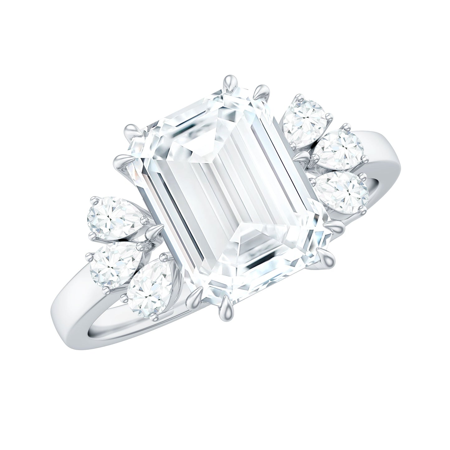 2.8 Carat Emerald Cut Moissanite Solitaire Engagement Ring For Women