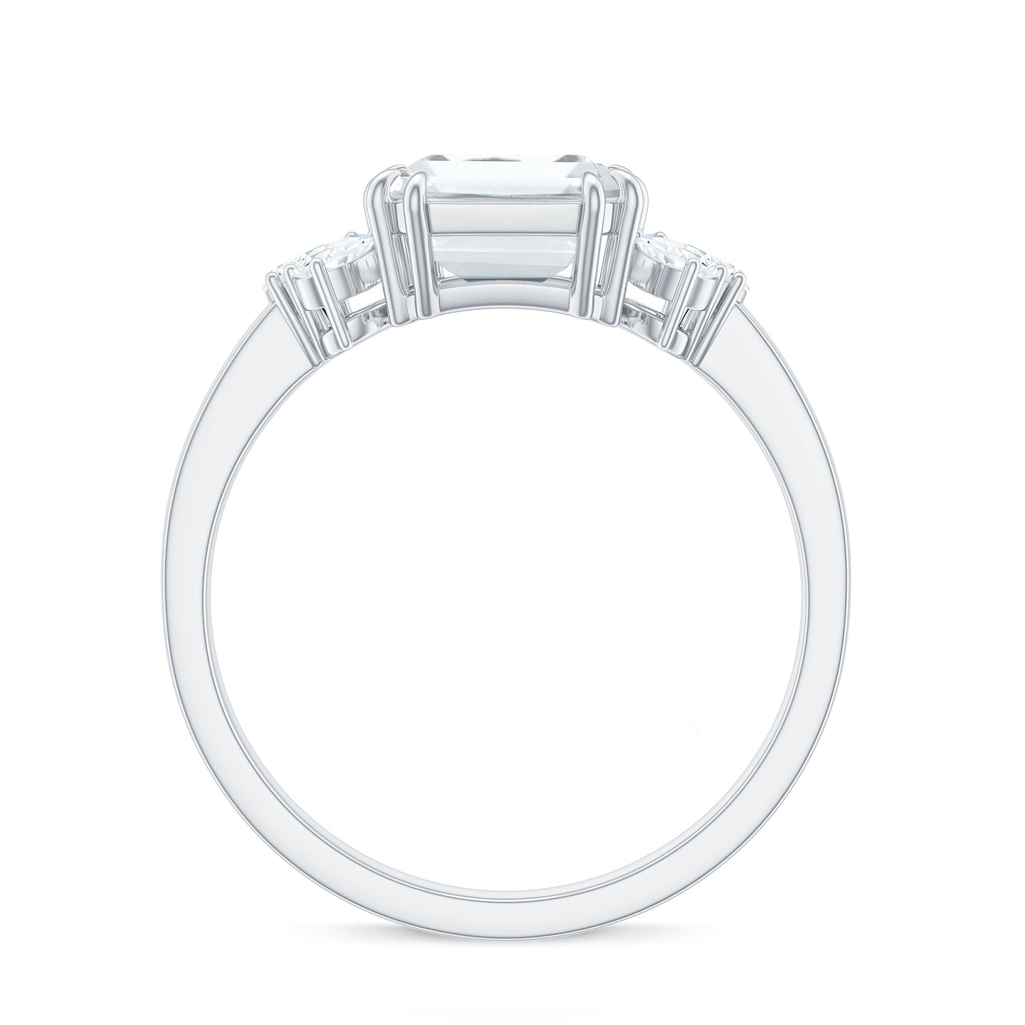2.8 Carat Emerald Cut Moissanite Solitaire Engagement Ring For Women