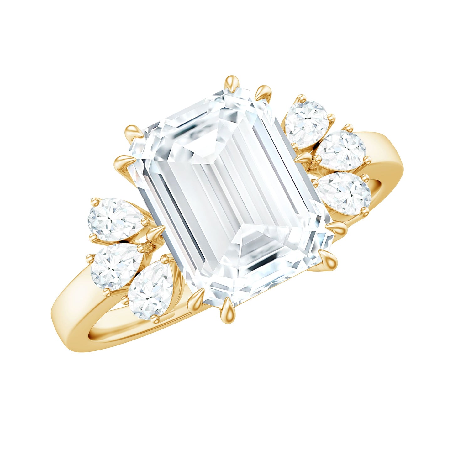 2.8 Carat Emerald Cut Moissanite Solitaire Engagement Ring For Women