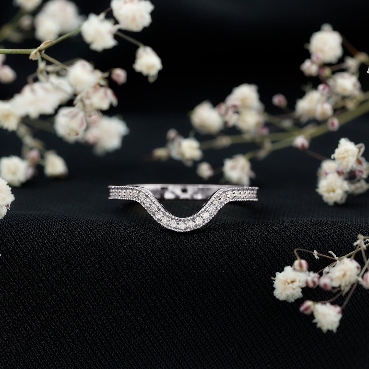 Certified Moissanite Curved Enhancer Band For Women