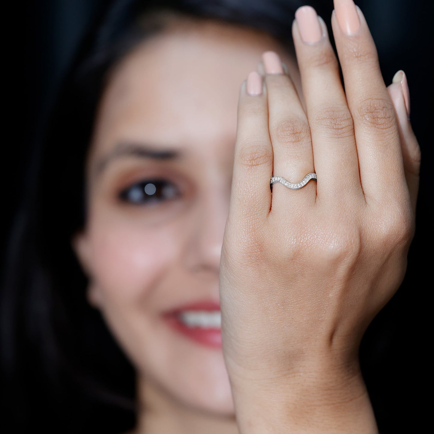 Certified Moissanite Curved Enhancer Band For Women