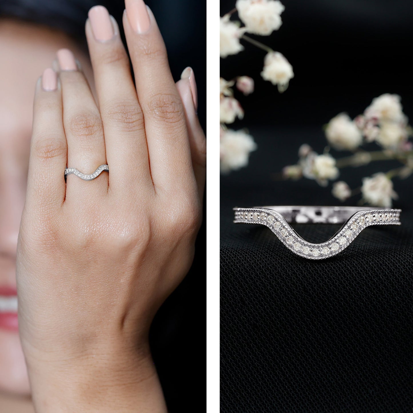 Certified Moissanite Curved Enhancer Band For Women