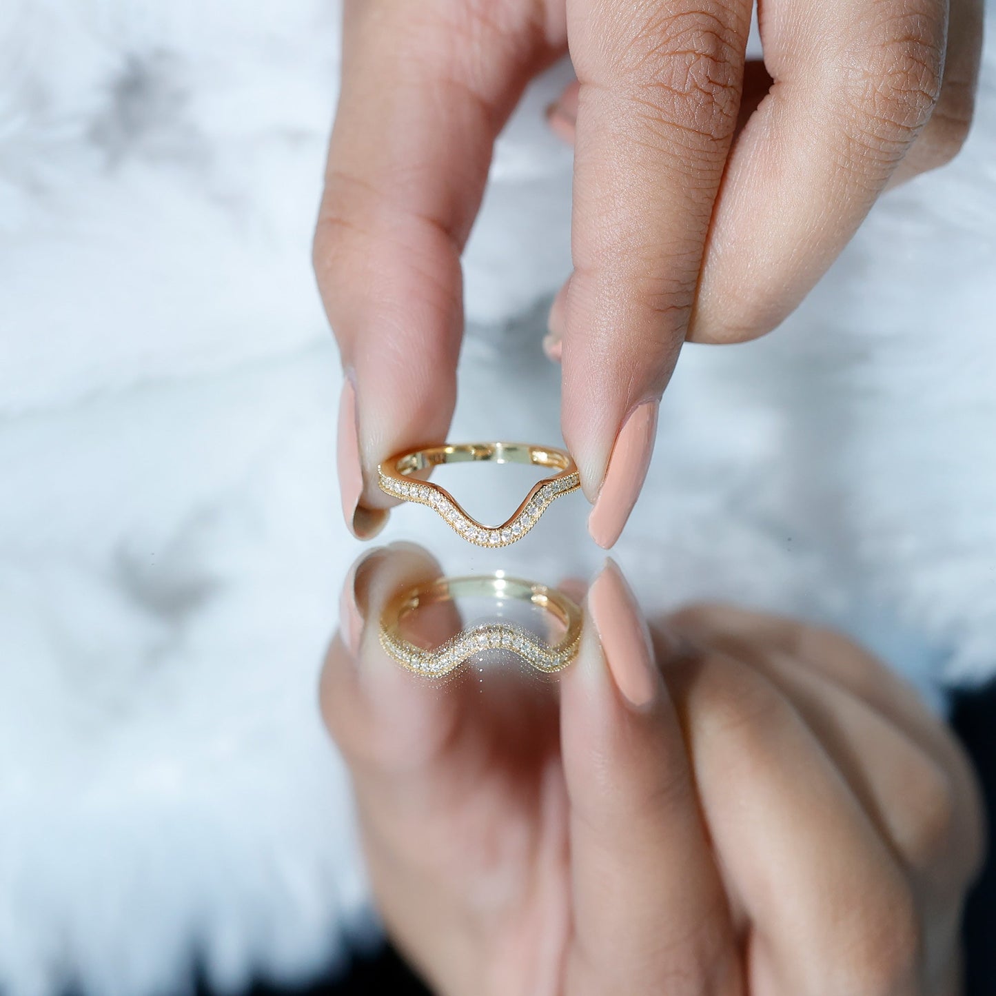 Certified Moissanite Curved Enhancer Band For Women