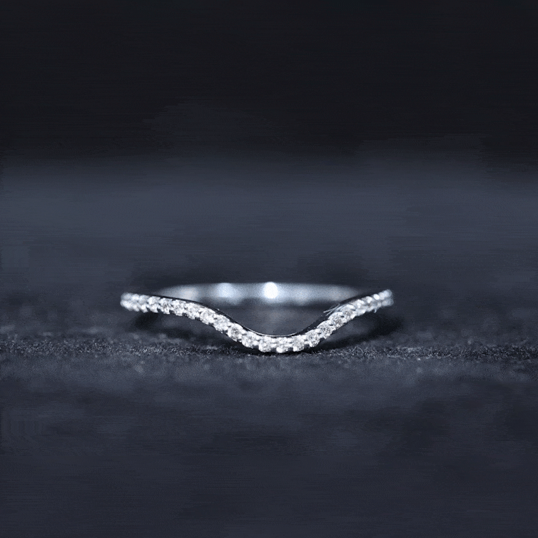 Natural Diamond Curved Enhancer Ring with Certificate