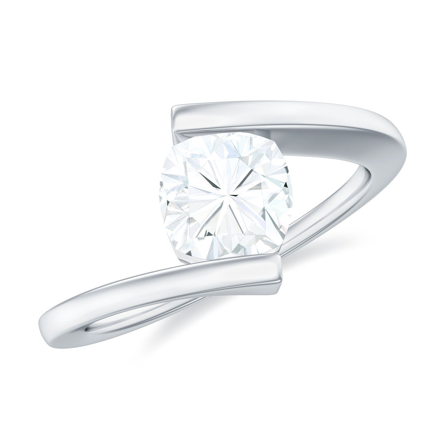 1.7 Carat Cushion Cut Moissanite Solitaire Engagement Ring