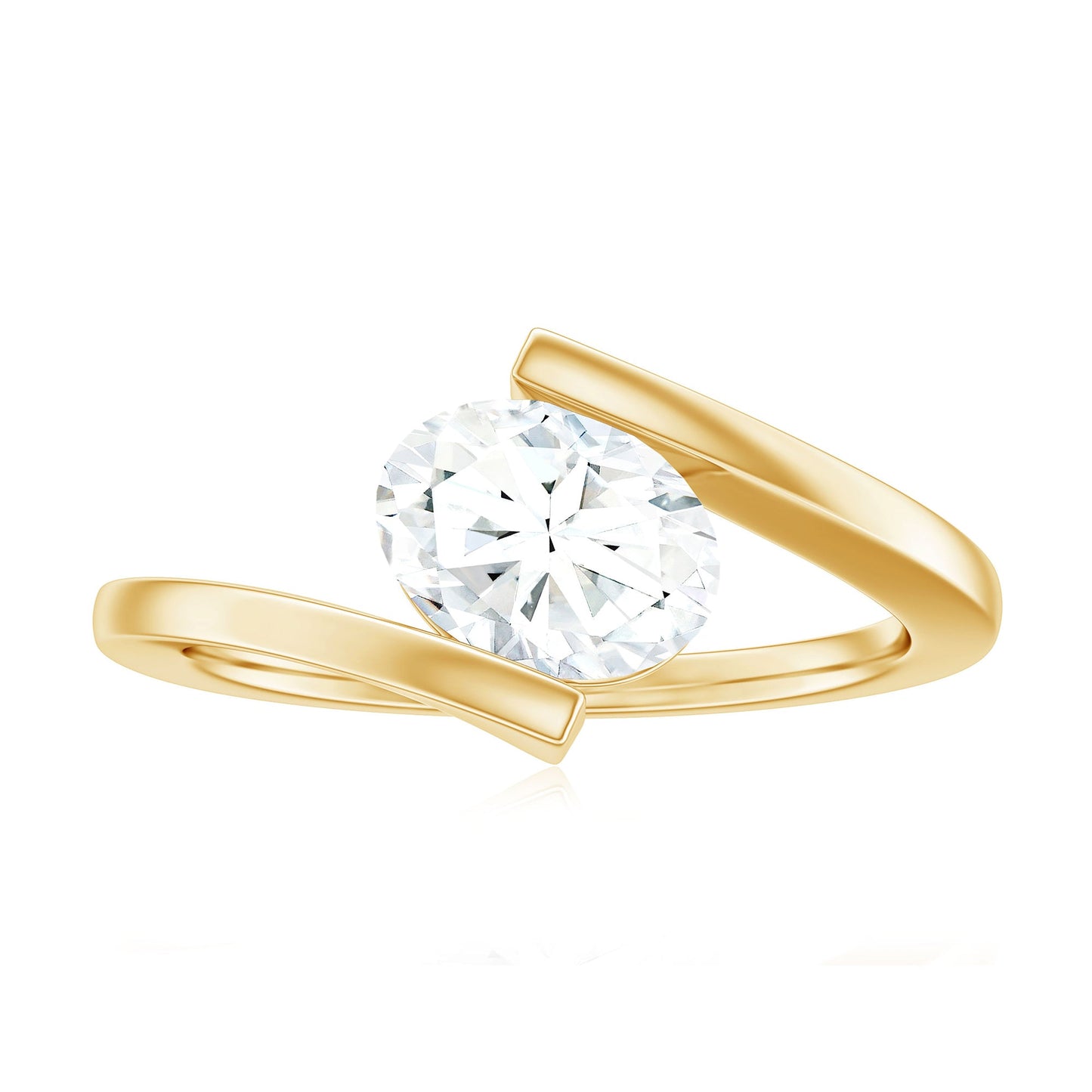 1.2 Carat Oval Moissanite Solitaire Engagement Ring with Bypass Shank