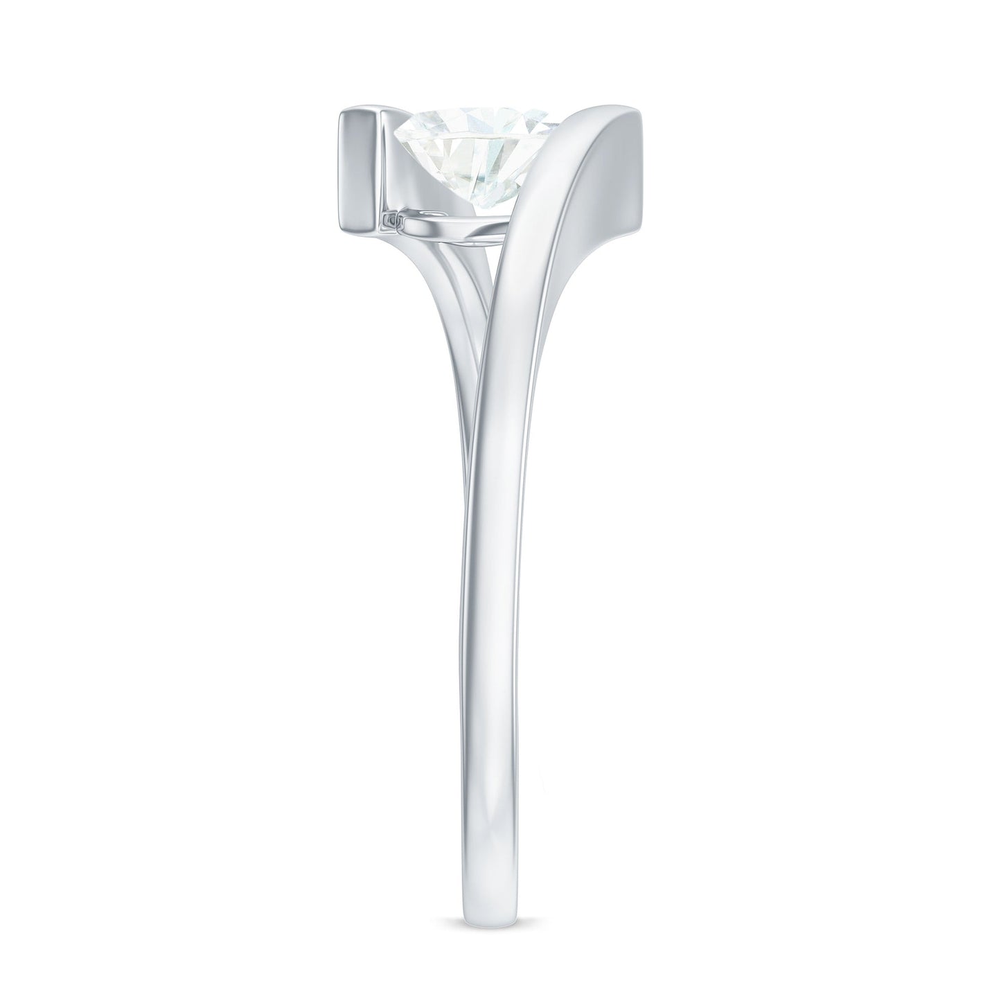 0.5 Carat Heart Moissanite Solitaire Promise Ring with Bypass Shank