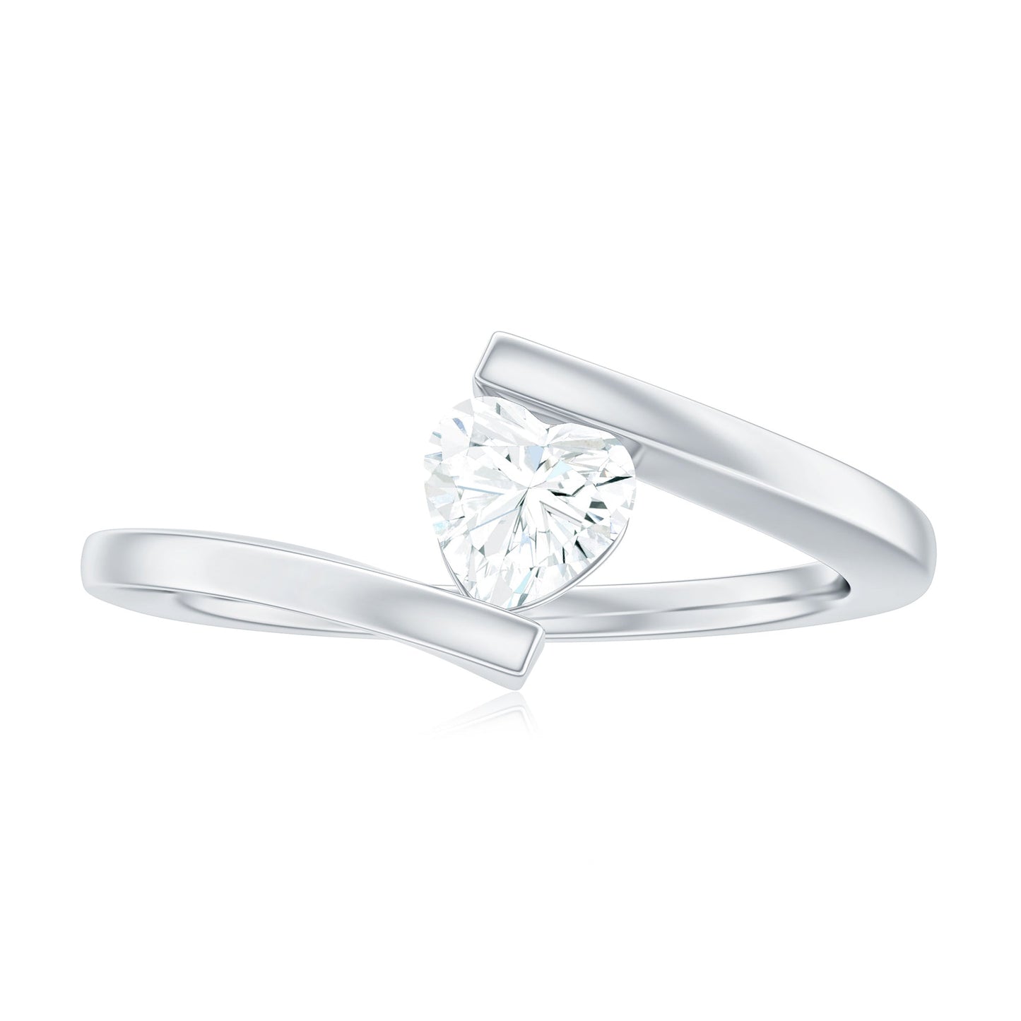 0.5 Carat Heart Moissanite Solitaire Promise Ring with Bypass Shank