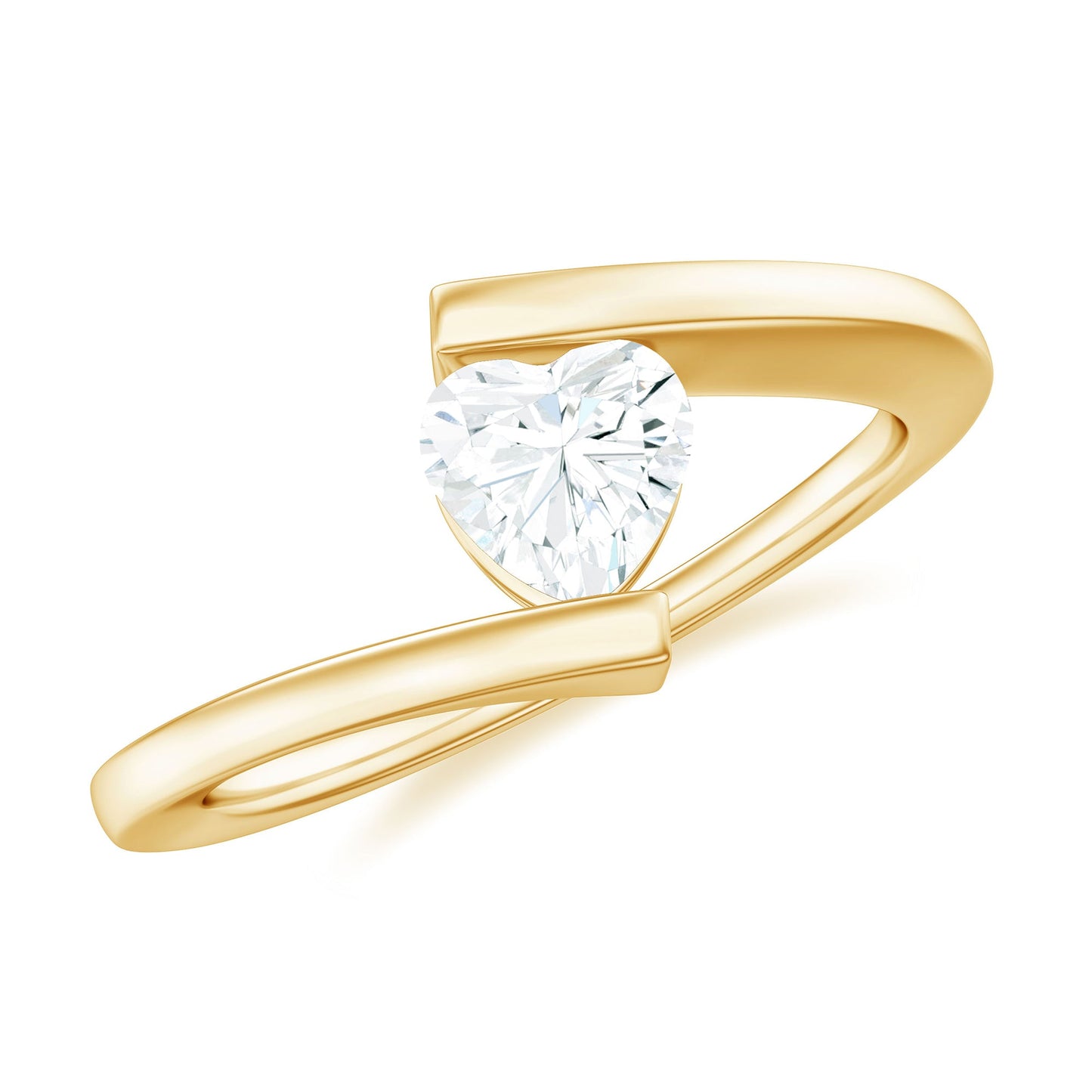 0.5 Carat Heart Moissanite Solitaire Promise Ring with Bypass Shank