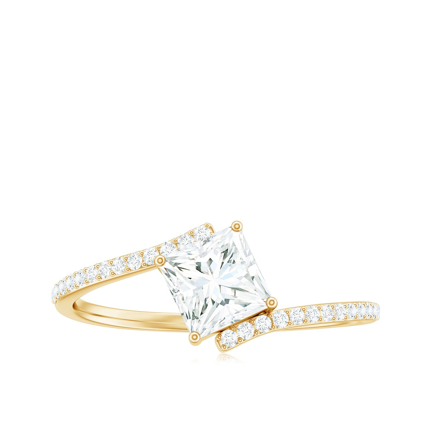 Certified Princess Cut Tilted Moissanite Solitaire Promise Ring