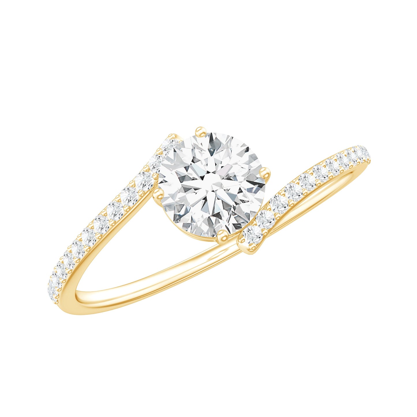 Certified Brilliant Cut Moissanite Solitaire Promise Ring with Bypass Shank