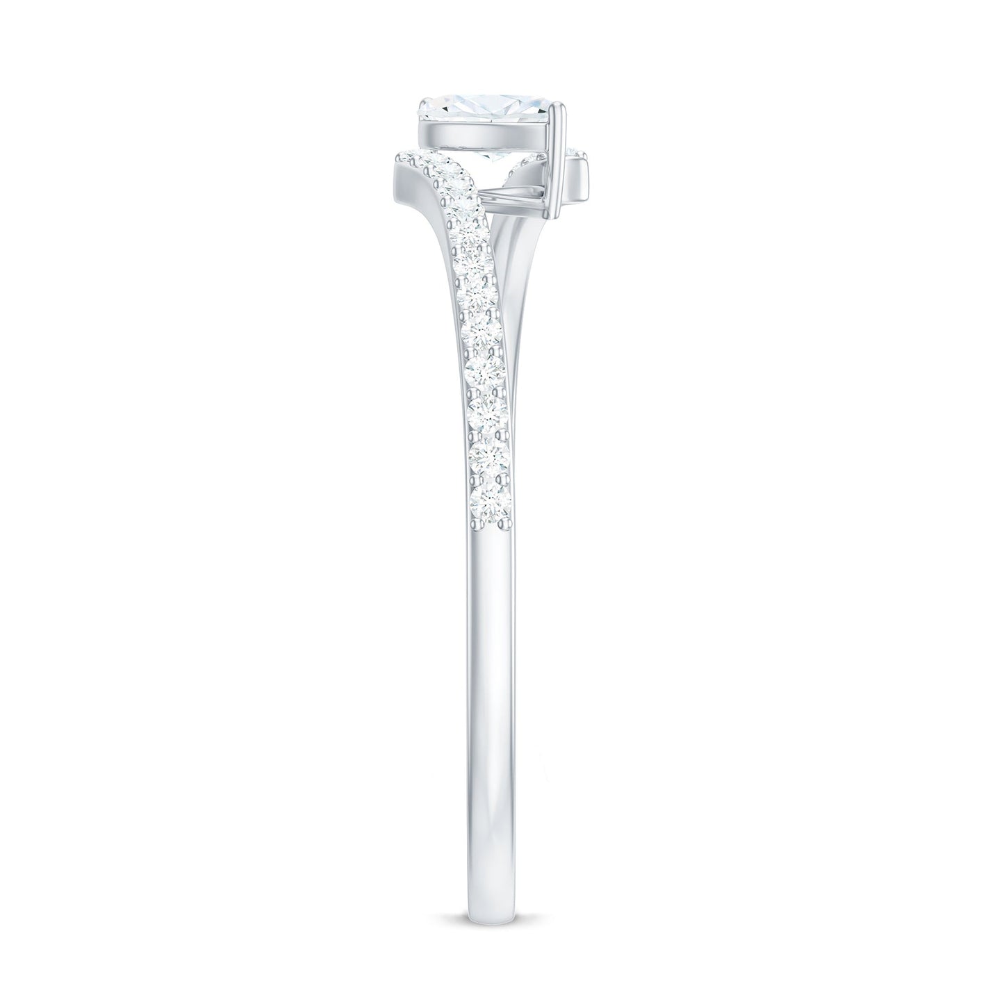 Marquise Cut Moissanite Tilted Solitaire Promise Ring