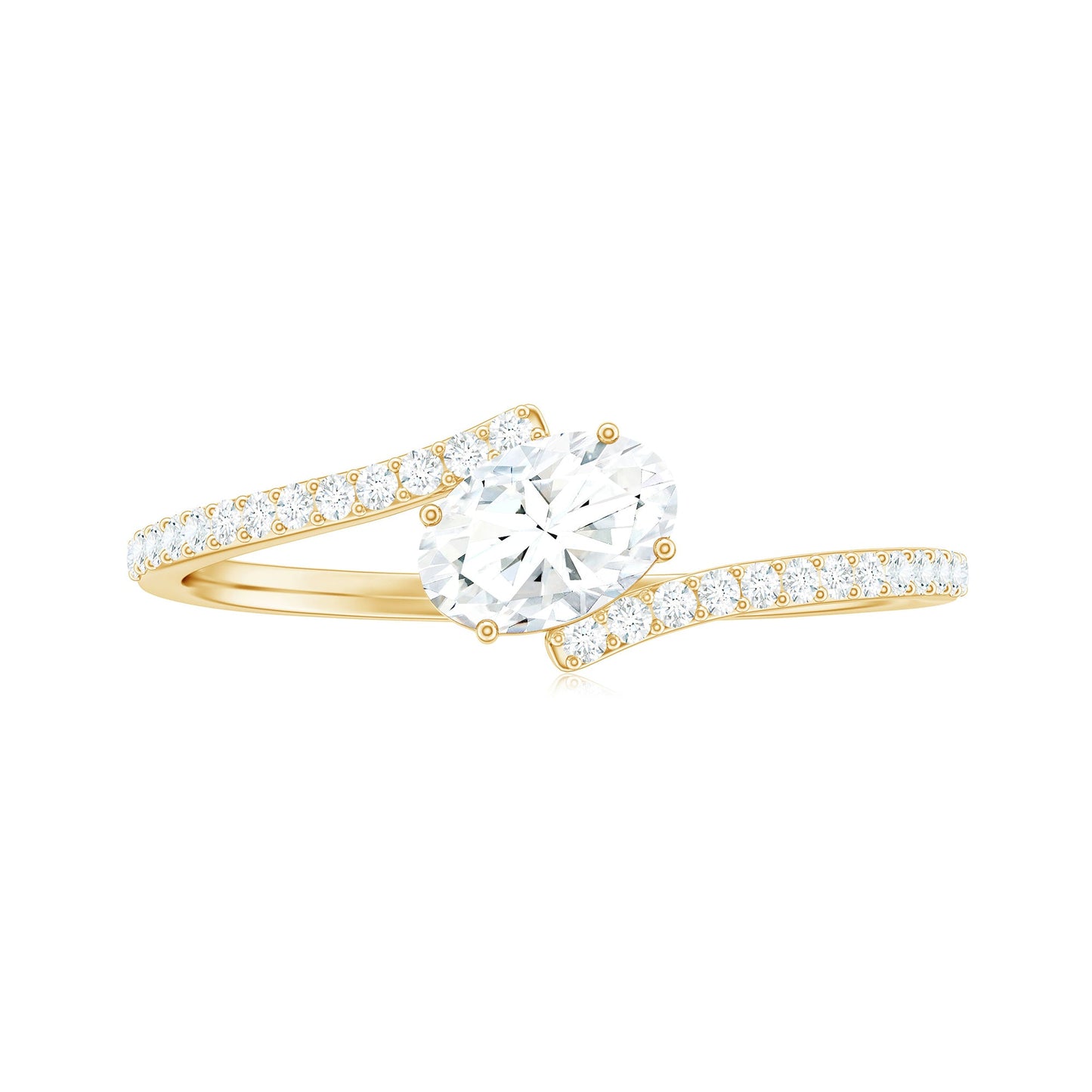 0.4 Carat Oval Cut Moissanite East West Promise Ring