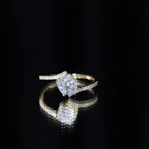 1.7 Carat Cushion Cut Solitaire Moissanite Bypass Engagement Ring