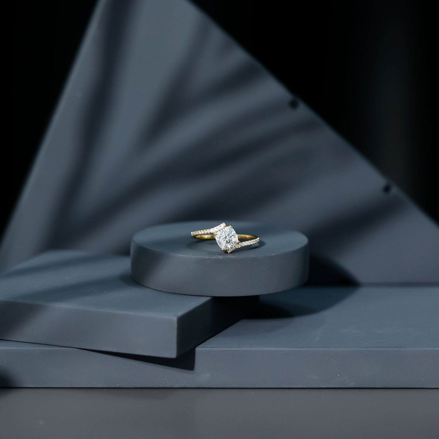 1.7 Carat Cushion Cut Solitaire Moissanite Bypass Engagement Ring