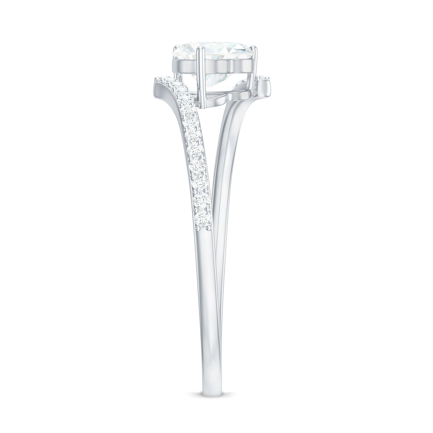 0.5 Carat Heart Shape Moissanite Promise Ring with Bypass Shank