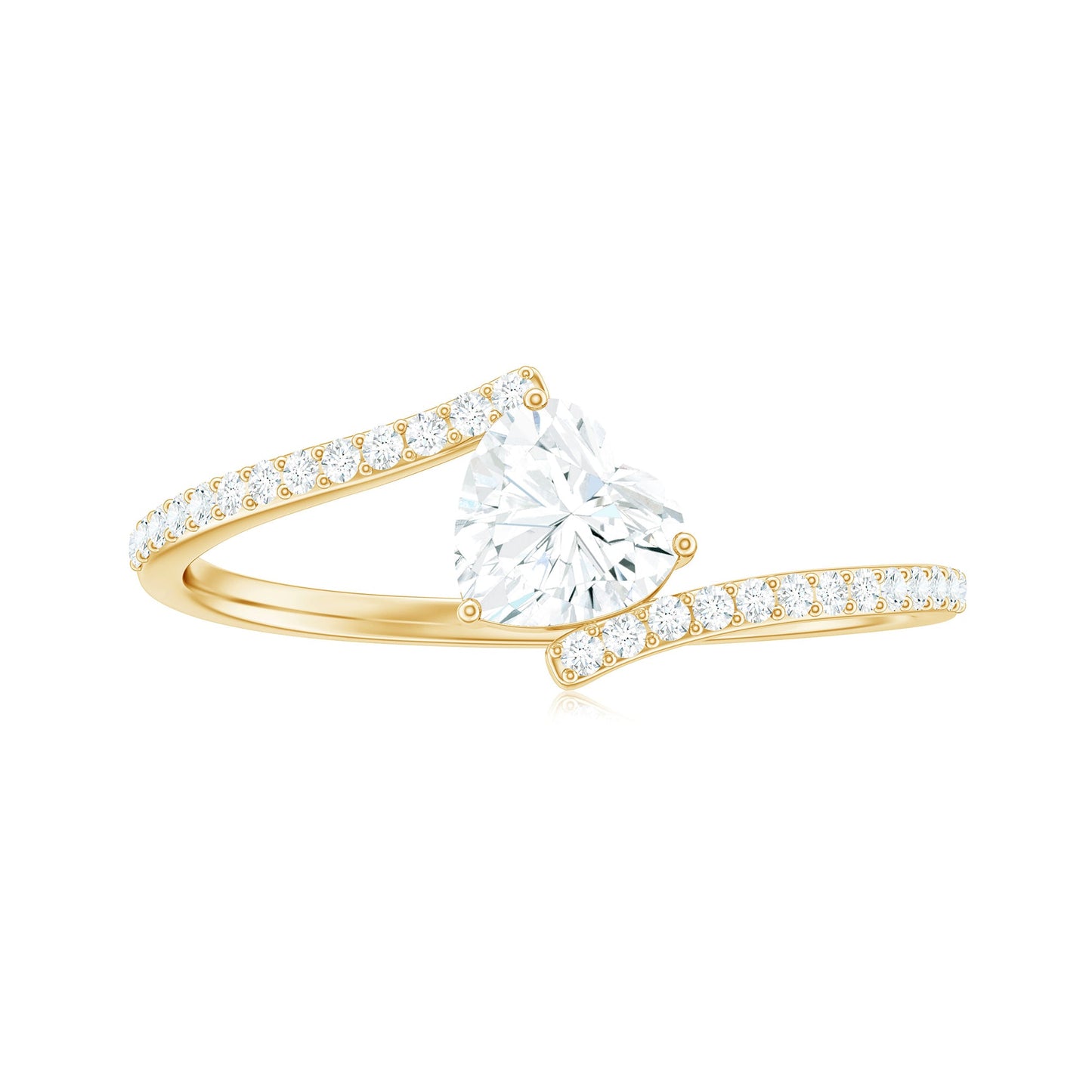 0.5 Carat Heart Shape Moissanite Promise Ring with Bypass Shank