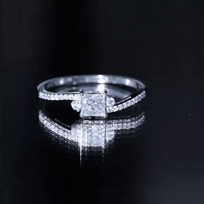 Princess Cut Moissanite Bypass Engagement Ring