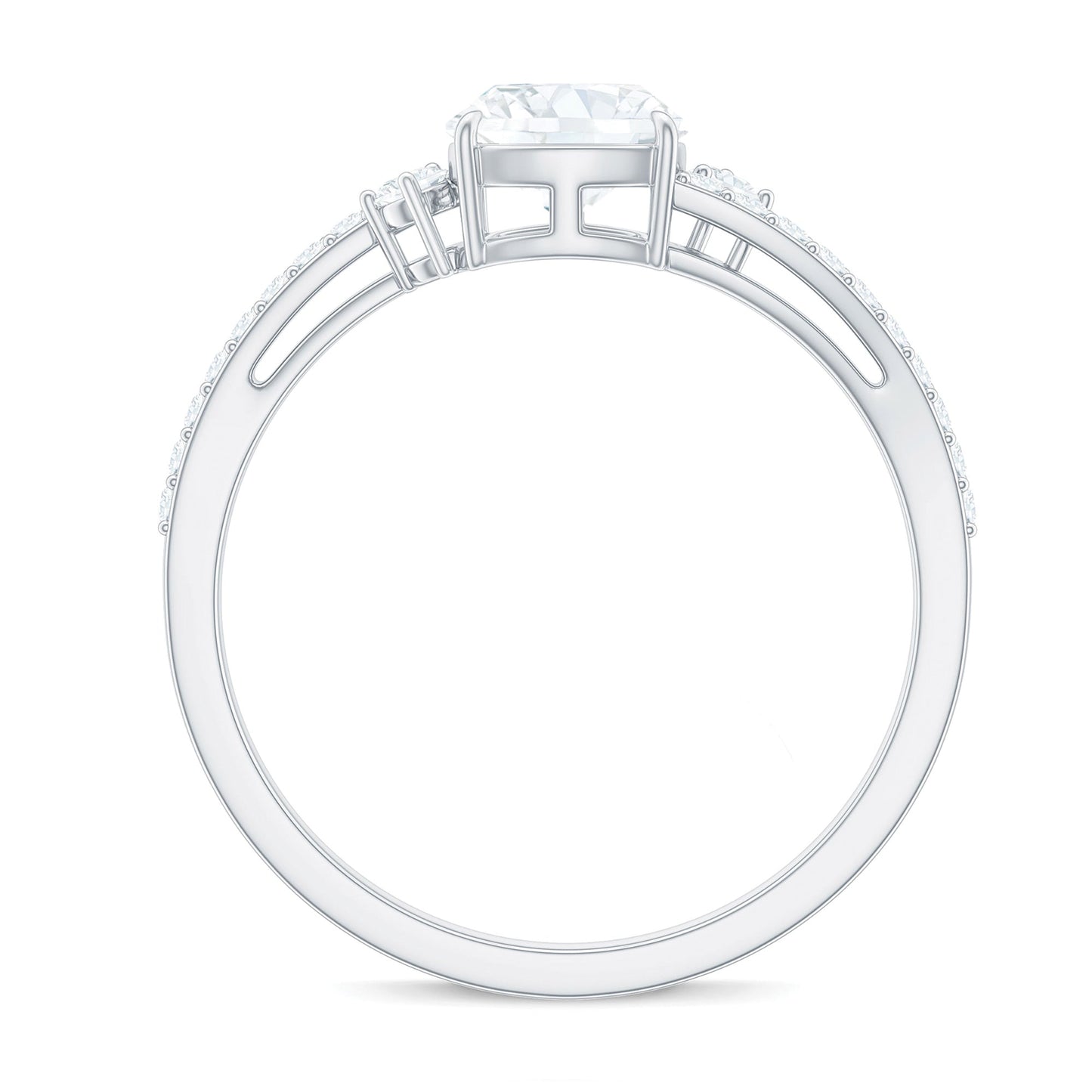 1.7 Carat Cushion Cut Moissanite Bypass Engagement Ring for Women