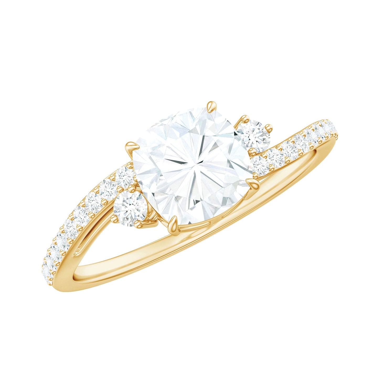 1.7 Carat Cushion Cut Moissanite Bypass Engagement Ring for Women