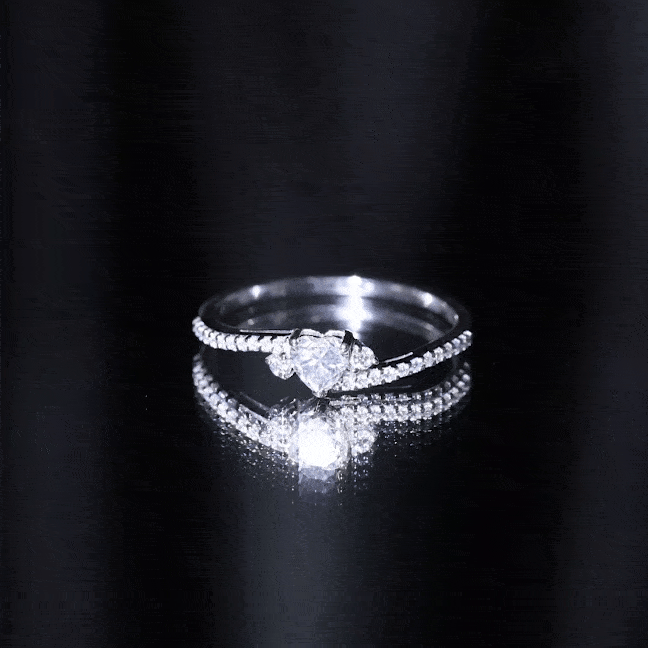 Heart Shape Moissanite Bypass Engagement Ring for Her