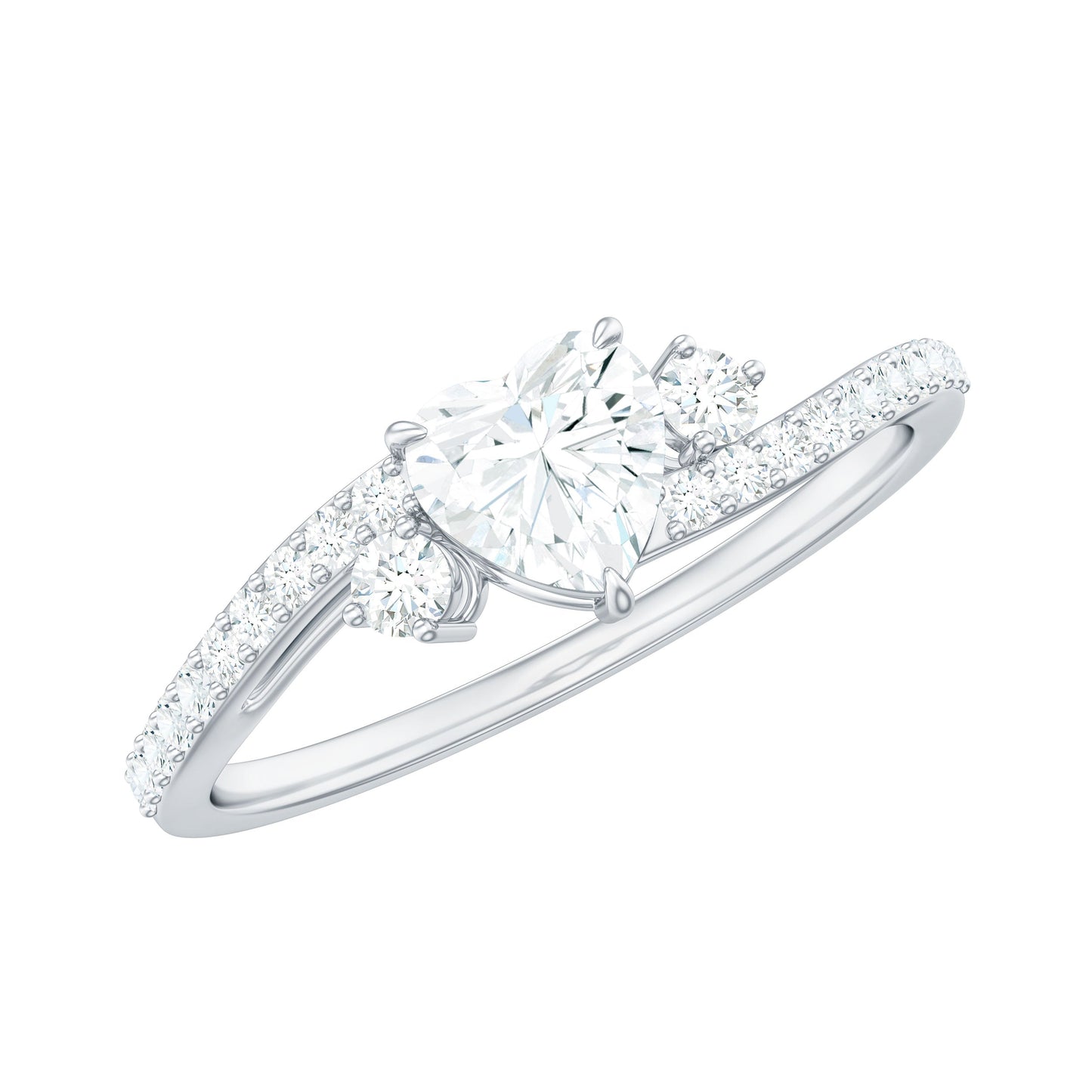 Heart Shape Moissanite Bypass Engagement Ring for Her