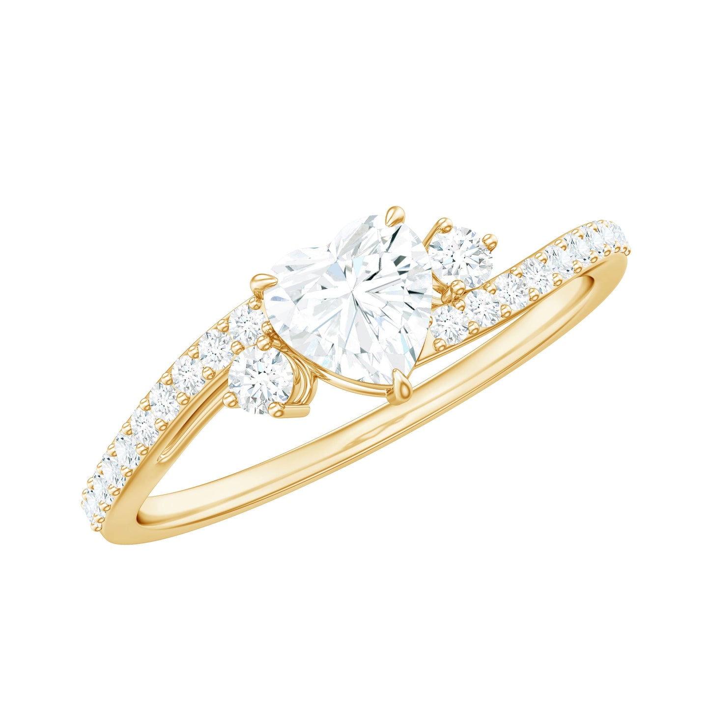 Heart Shape Moissanite Bypass Engagement Ring for Her
