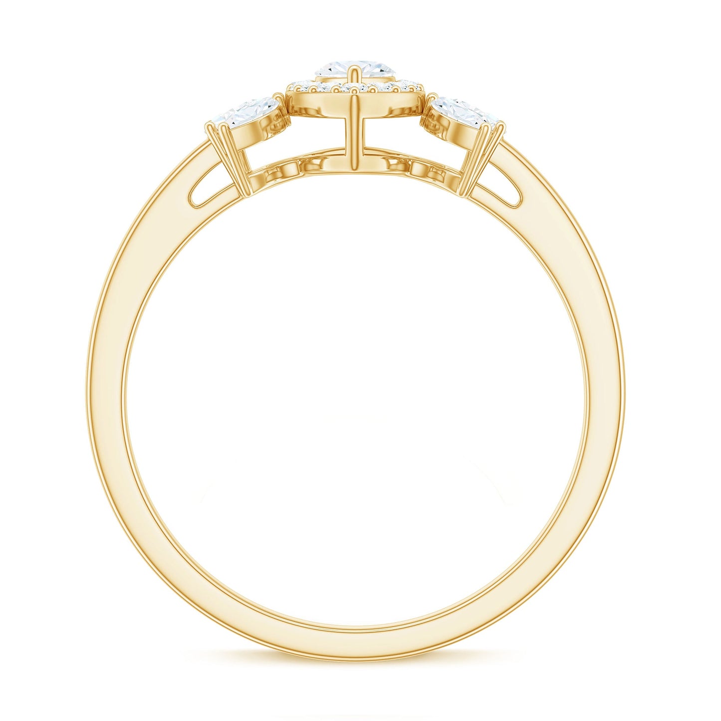 Certified Marquise Cut Moissanite Designer Halo Engagement Ring