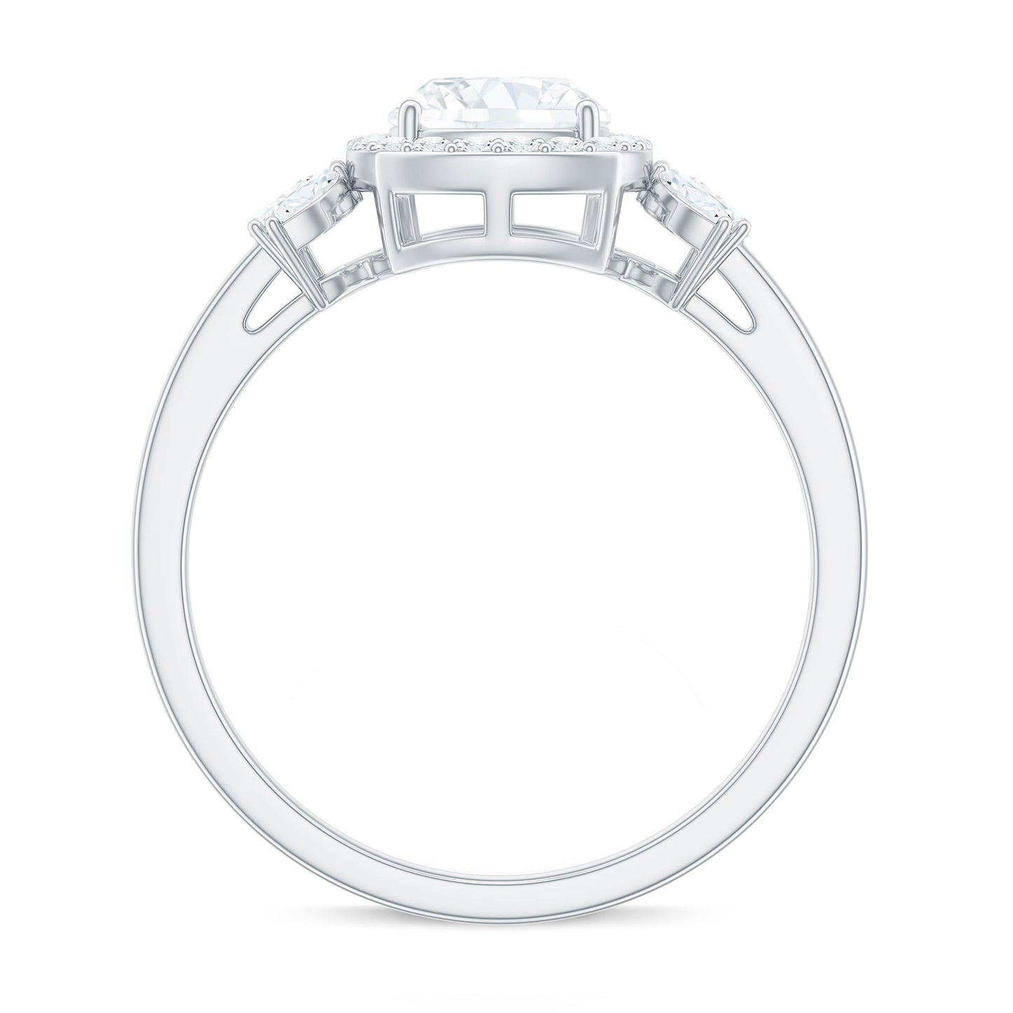 1.7 Carat Cushion Cut Moissanite Designer Halo Engagement Ring