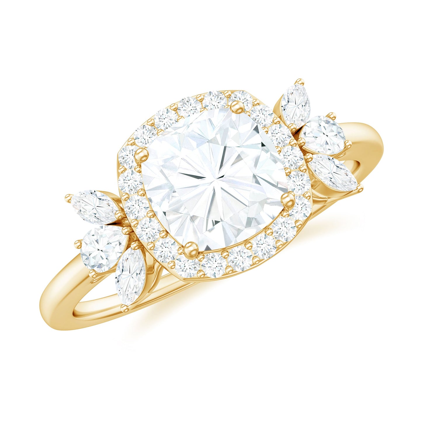 1.7 Carat Cushion Cut Moissanite Designer Halo Engagement Ring