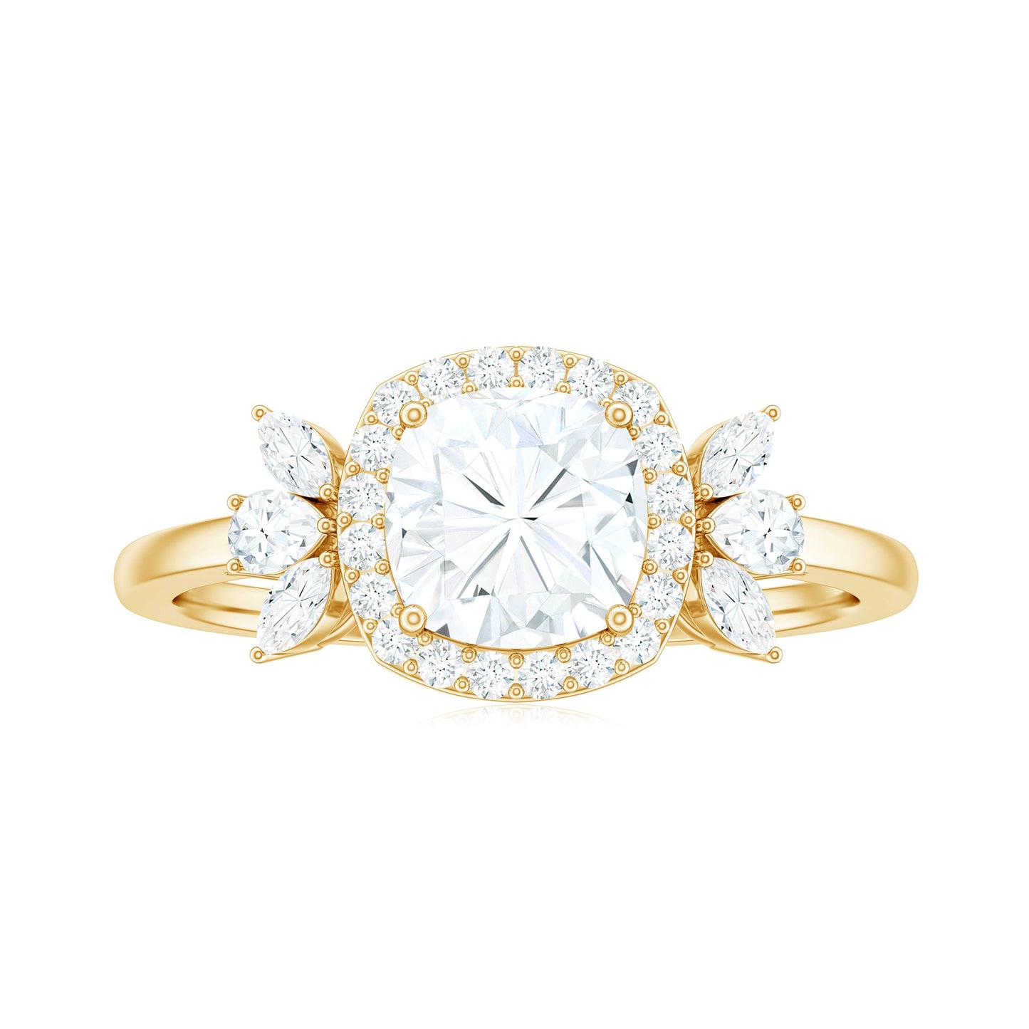 1.7 Carat Cushion Cut Moissanite Designer Halo Engagement Ring