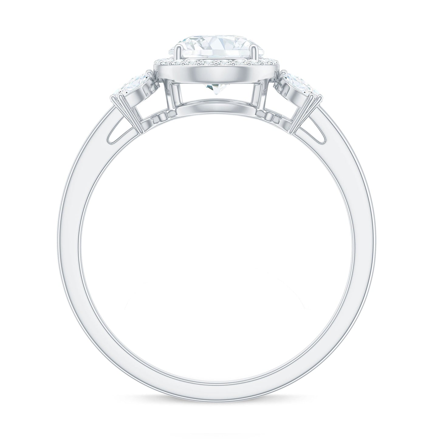 0.9 Carat Round Shape Moissanite Designer Halo Engagement Ring