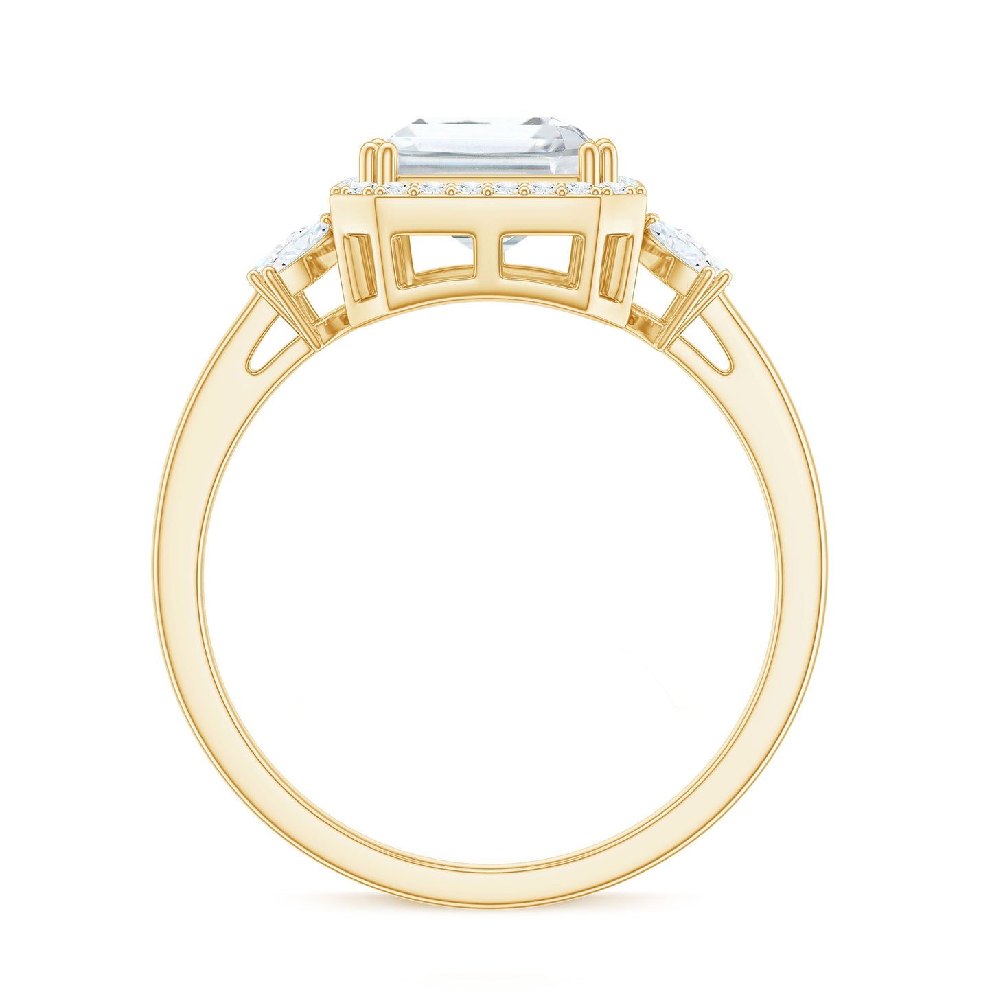 2.8 Carat Emerald Cut Certified Moissanite Statement Engagement Ring