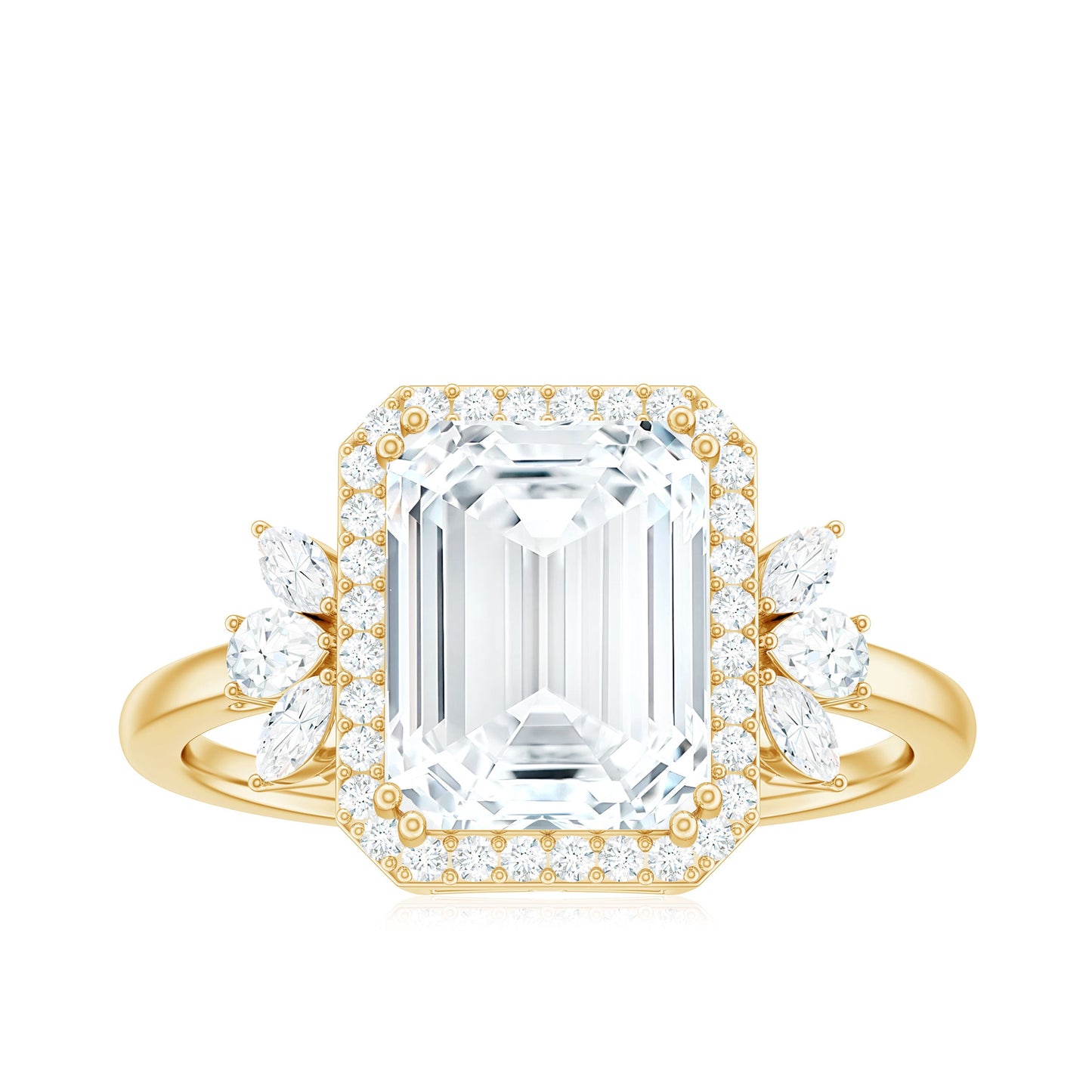 2.8 Carat Emerald Cut Certified Moissanite Statement Engagement Ring