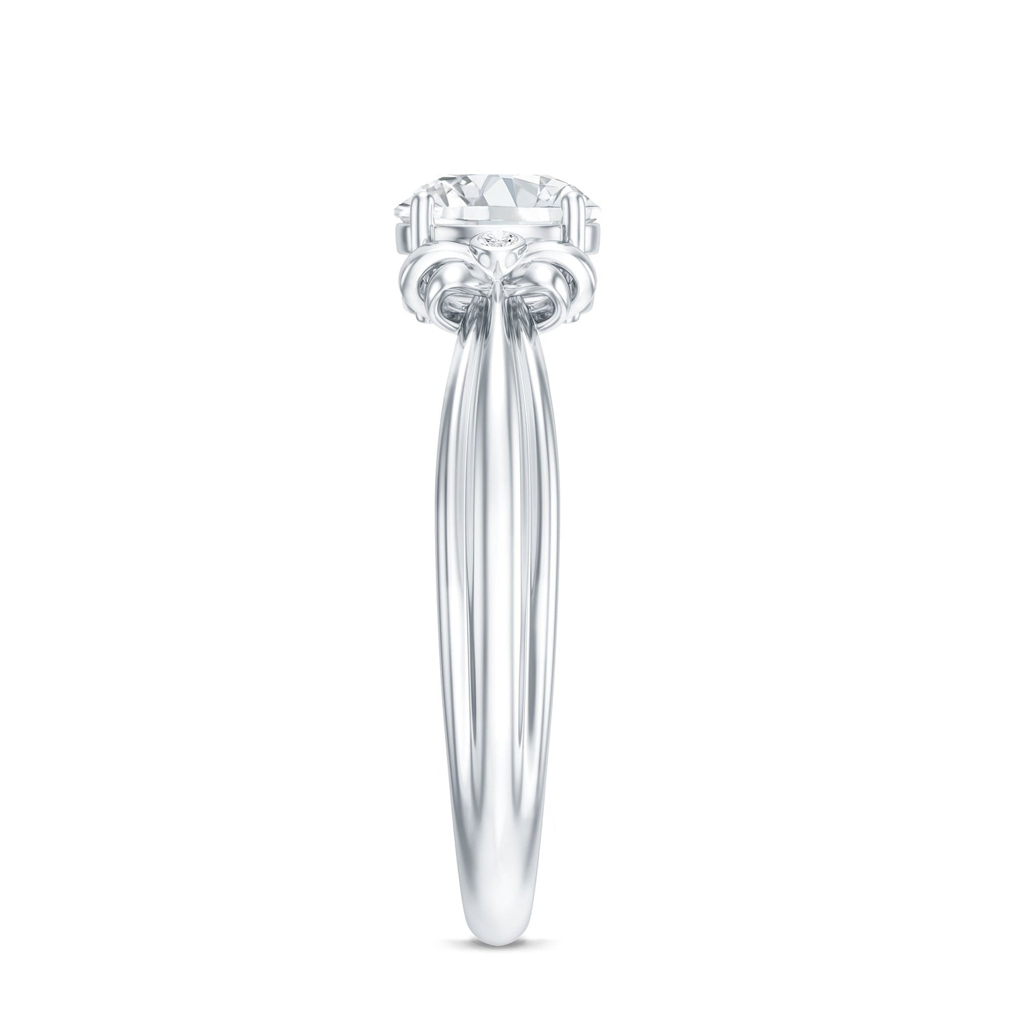 Certified Moissanite Engagement Ring with Bow Ribbon