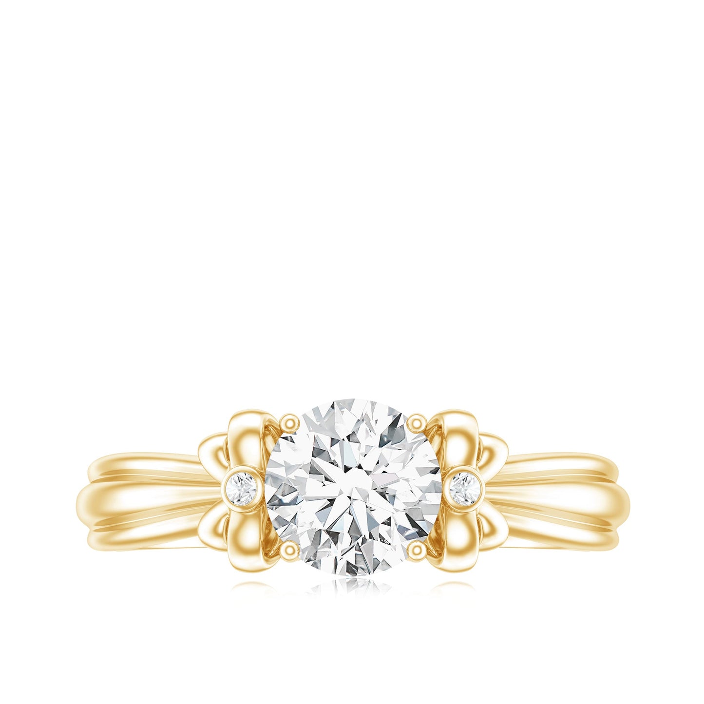 Certified Moissanite Engagement Ring with Bow Ribbon