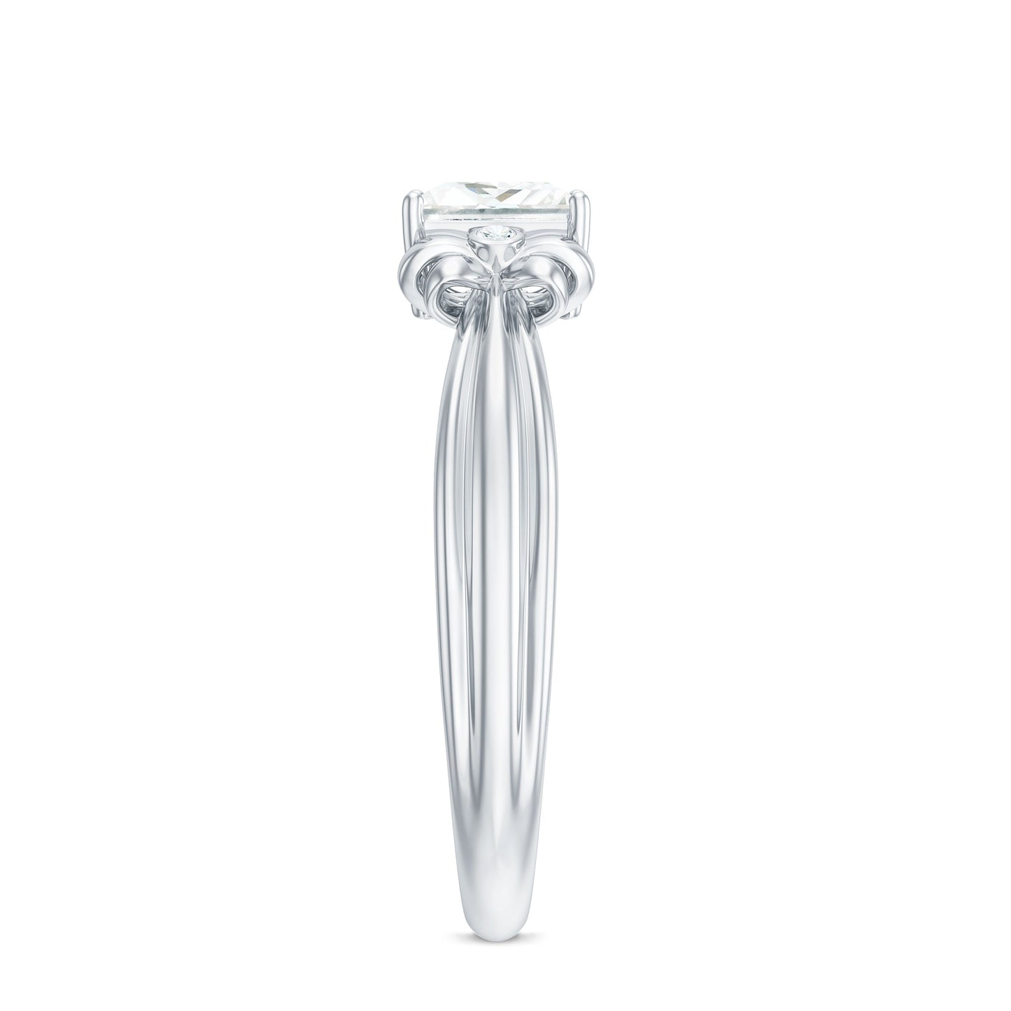 0.7 Carat Princess Cut Certified Moissanite Designer Bow Engagement Ring