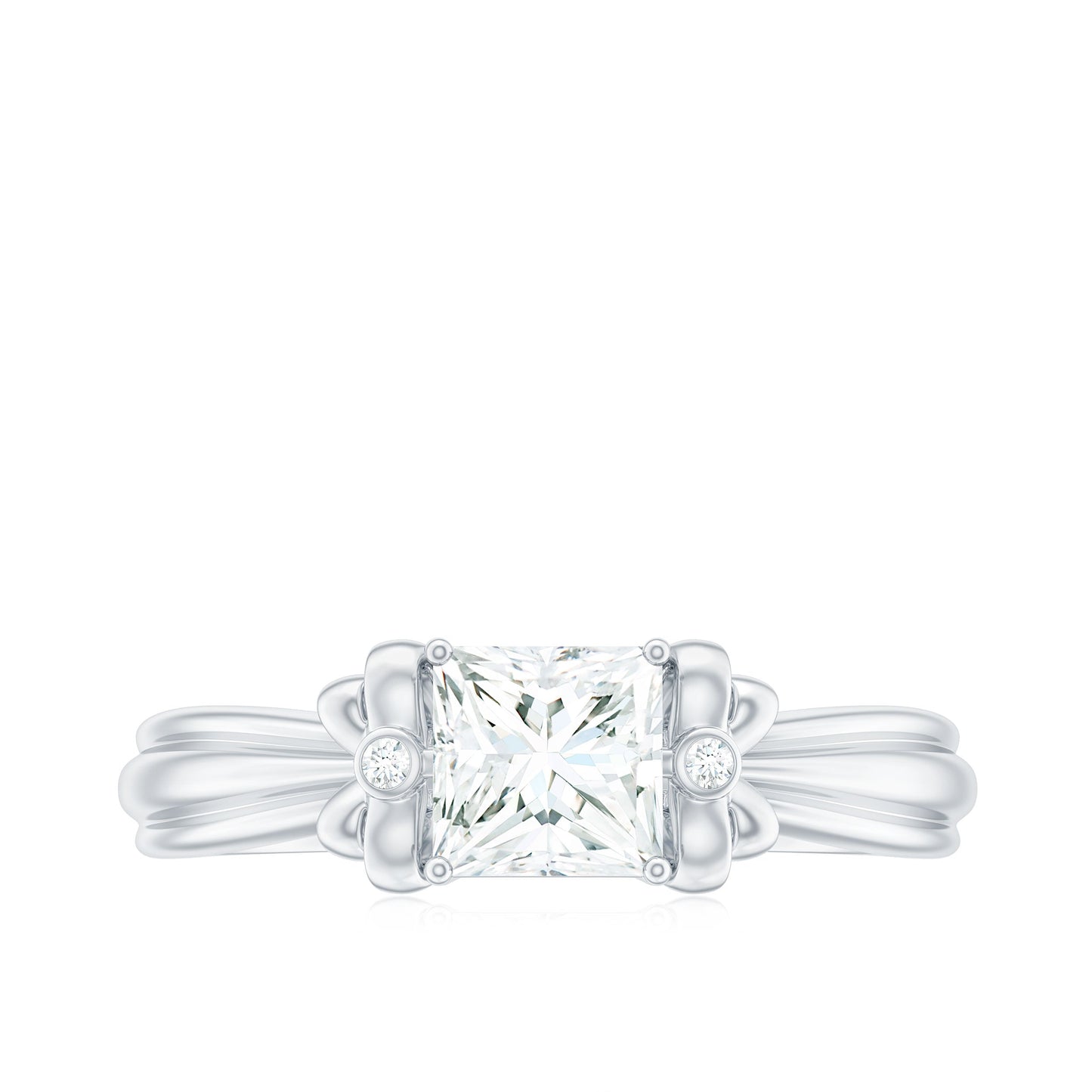 0.7 Carat Princess Cut Certified Moissanite Designer Bow Engagement Ring