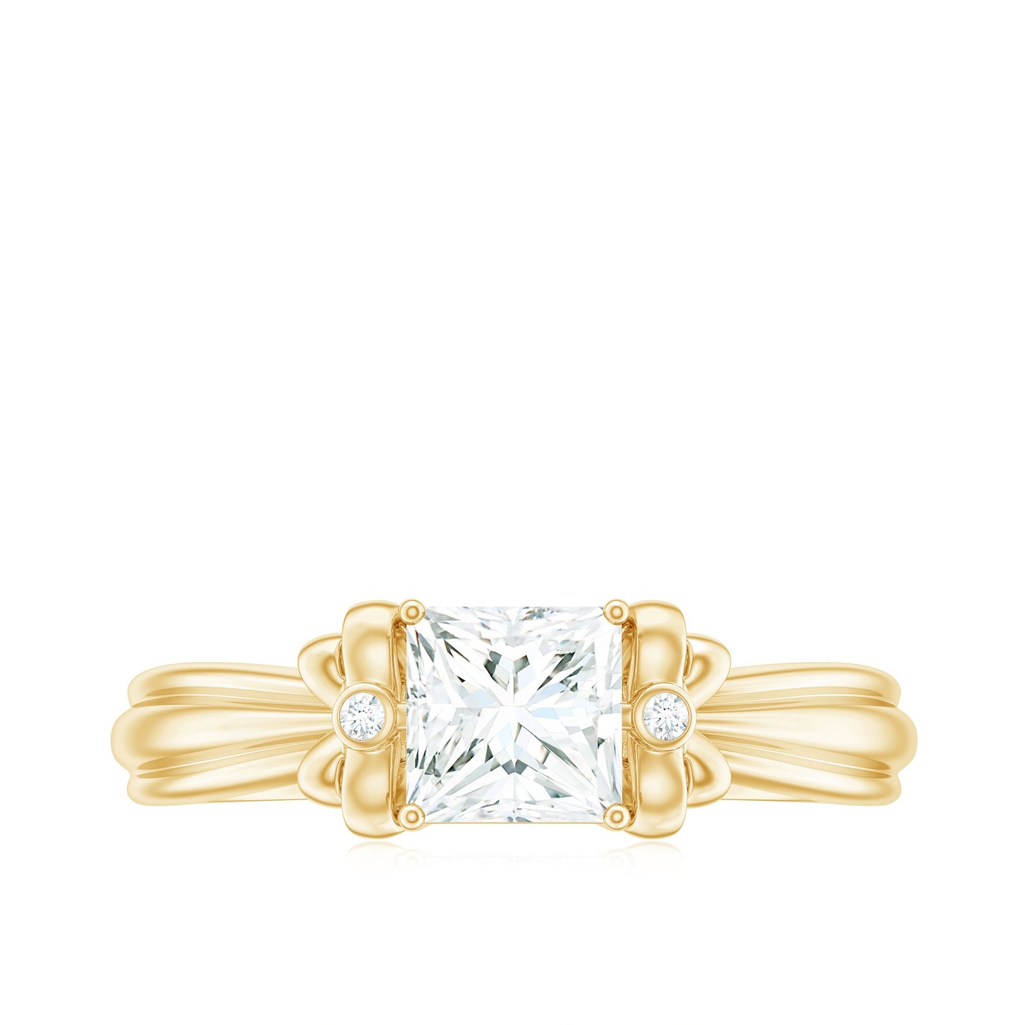 0.7 Carat Princess Cut Certified Moissanite Designer Bow Engagement Ring