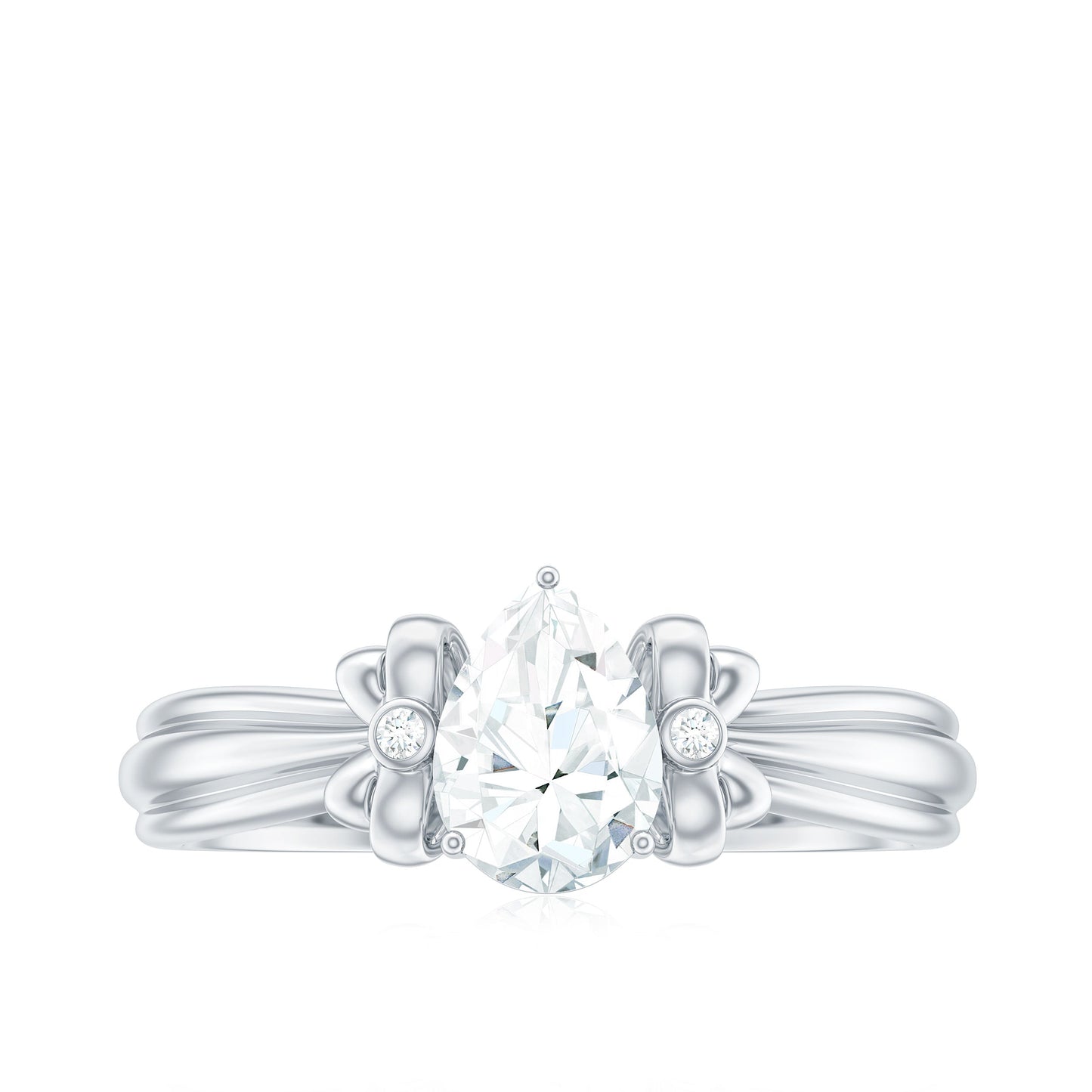 0.7 Carat Pear Shape Moissanite Bow Engagement Ring