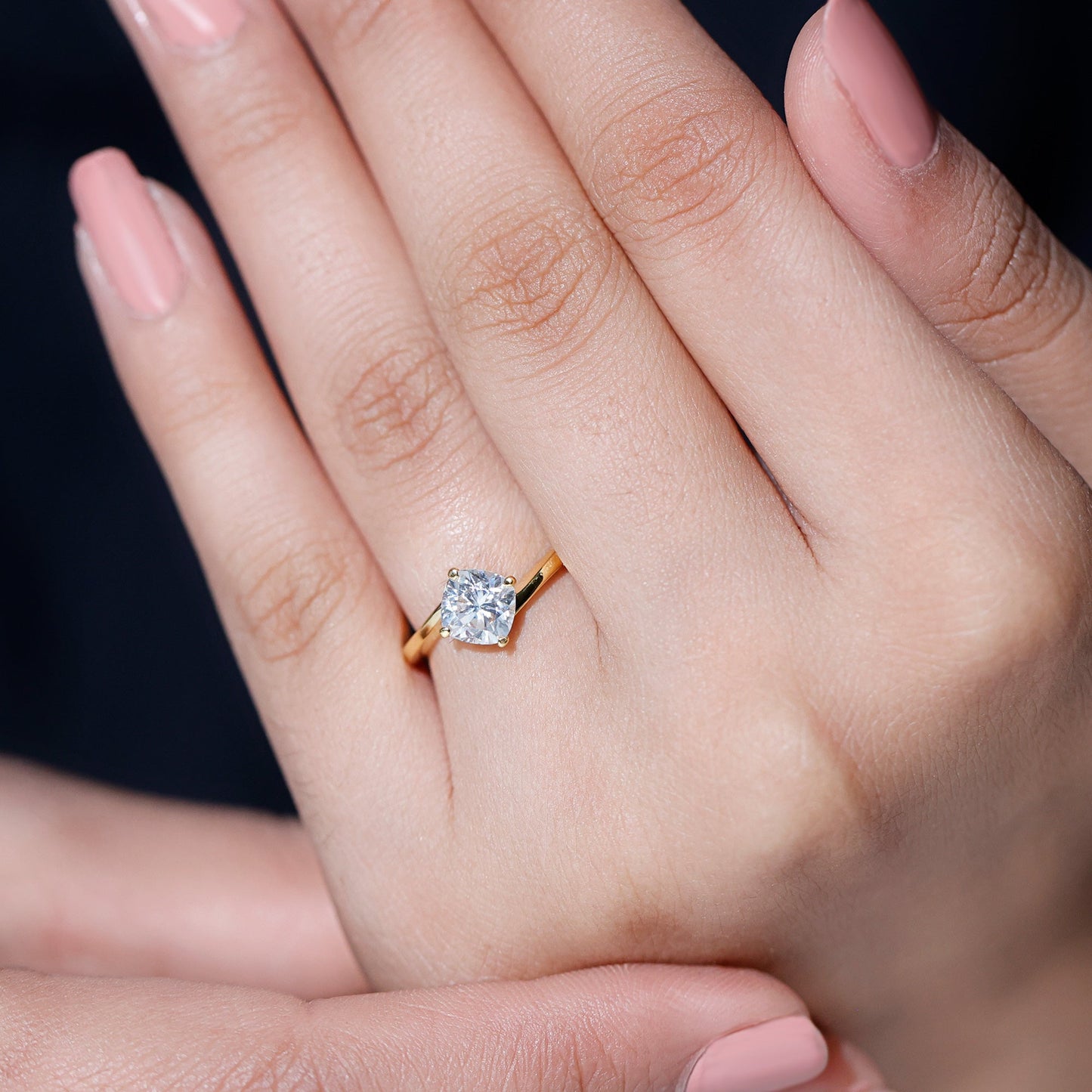 1.7 Carat Cushion Cut Moissanite Bypass Engagement Ring