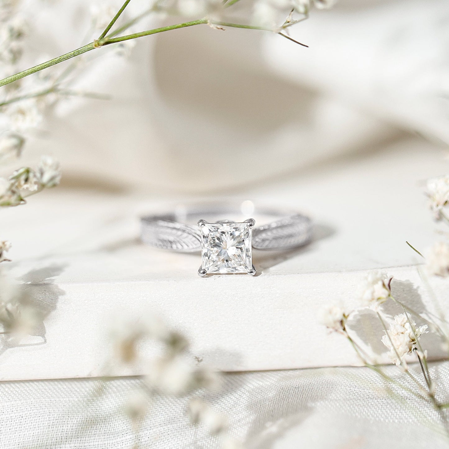 Princess Cut 1.2 Carat Moissanite Solitaire Engagement Ring