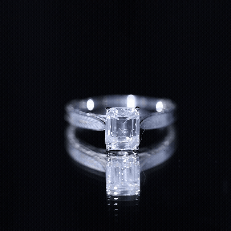 2.8 Carat Emerald Cut Certified Moissanite Vintage Inspired Engagement Ring