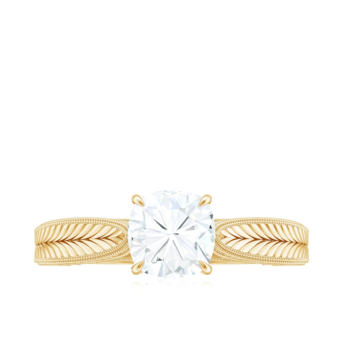 1.7 Carat Cushion Cut Moissanite Solitaire Vintage Inspired Engagement Ring