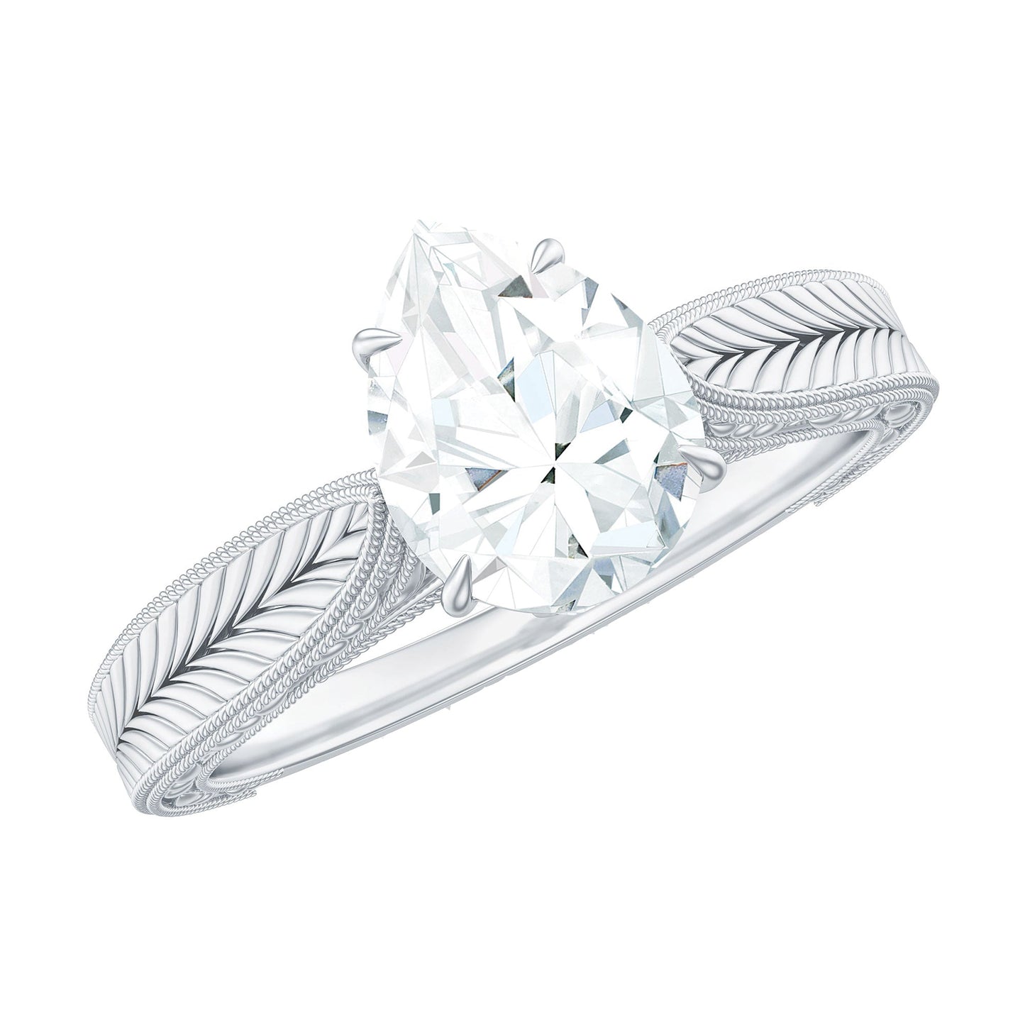 Claw Set Pear Shape Moissanite Engagement Ring