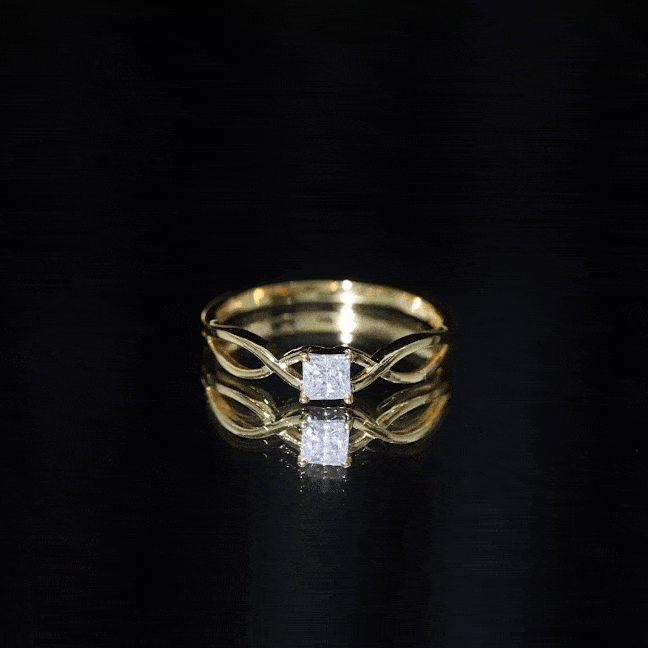 Princess Cut Moissanite Solitaire Crossover Ring for Women
