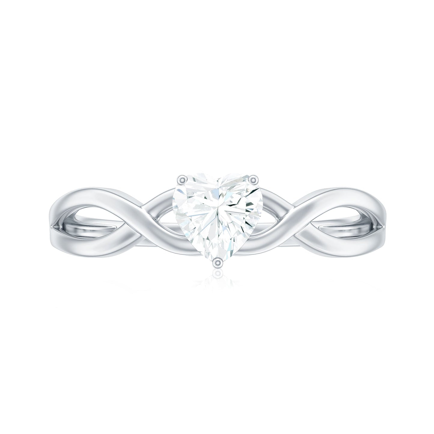 Heart Shape Moissanite Promise Ring with Crossover Band