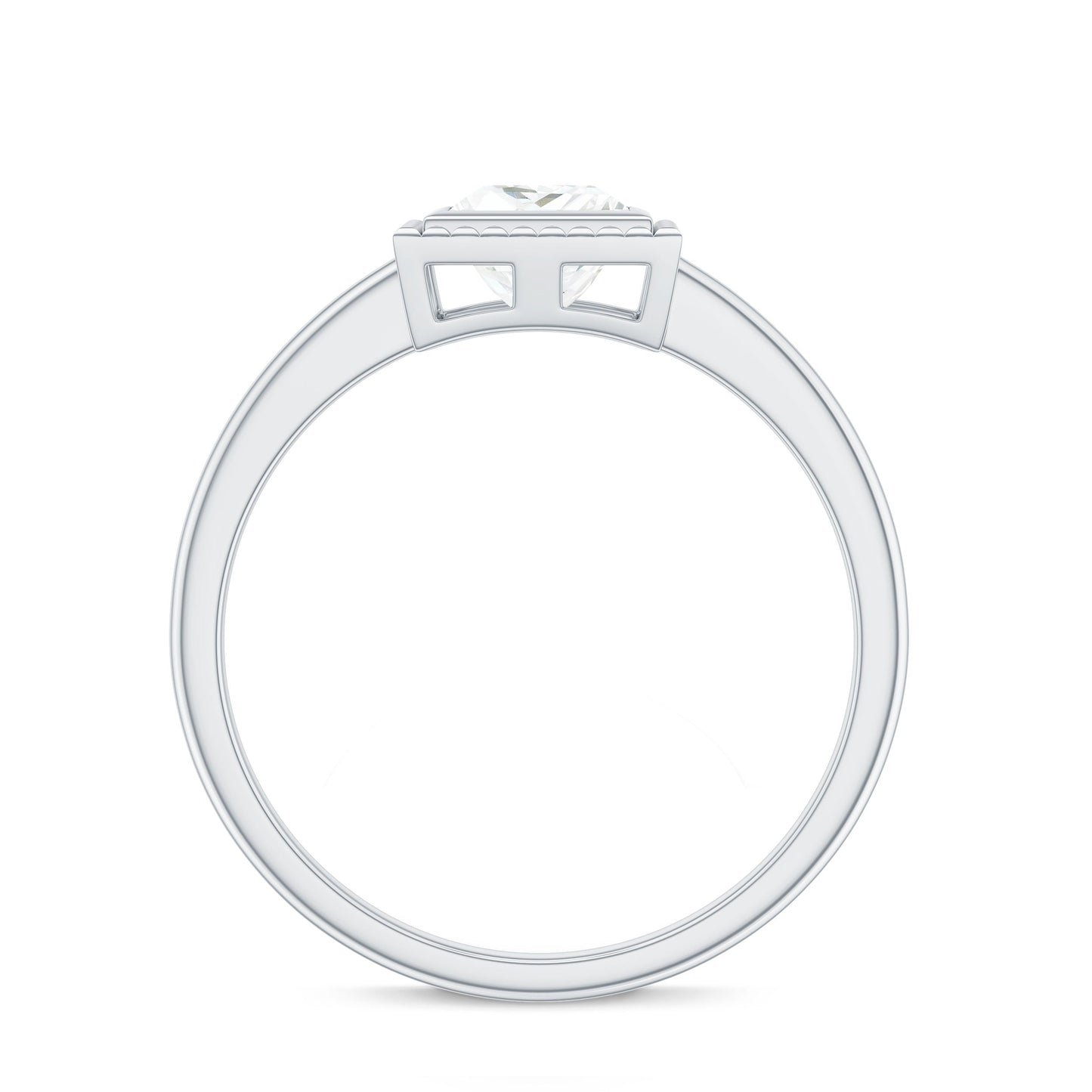 0.7 Carat Princess Cut Moissanite Solitaire Ring in Bezel Setting