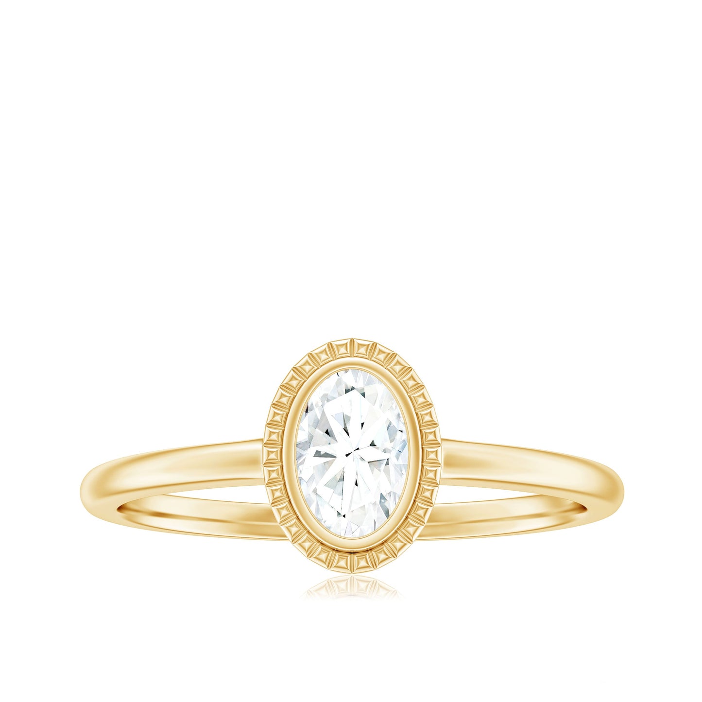0.4 Carat Oval Cut Moissanite Solitaire Ring in Bezel Setting