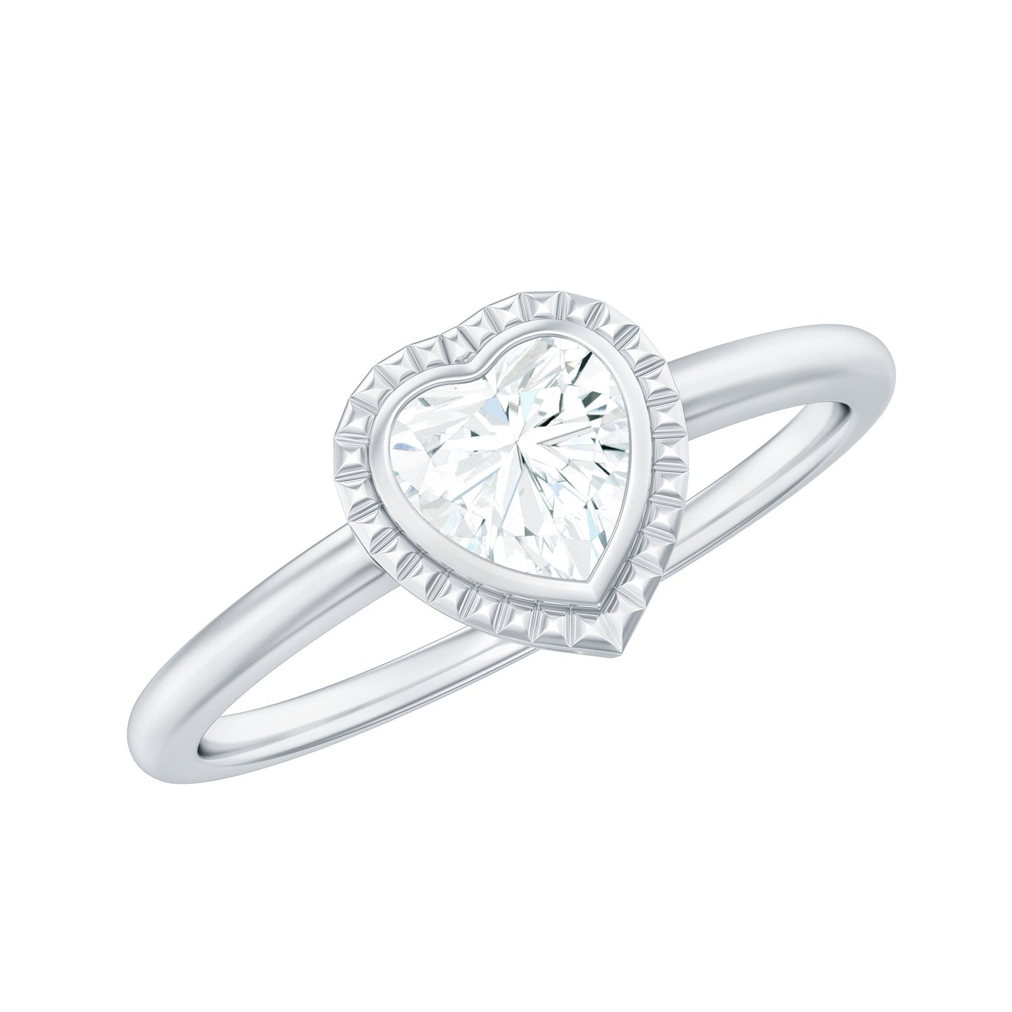 0.5 Carat Moissanite Heart Promise Ring in Bezel Setting
